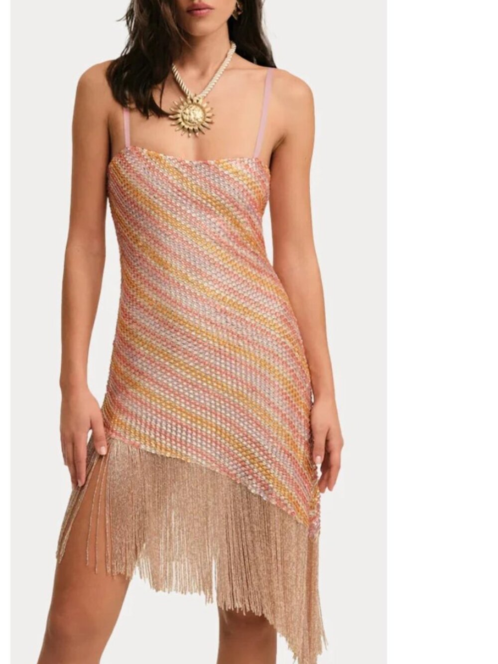 NEW $689 FOR LOVE AND LEMONS CAPRI BEADED MINI DRESS SIZE 0 - Picture 2 of 12